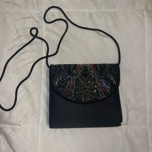 Vintage Multicolored Embroidered Black Bag